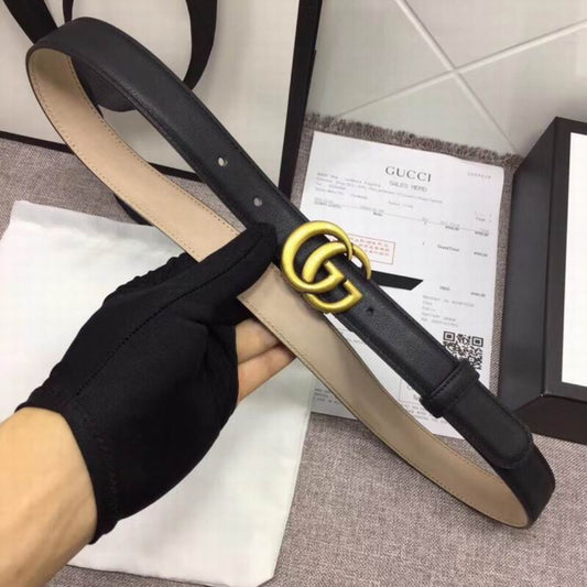 Cinto GG Preto com Dourado 2,5cm de largura