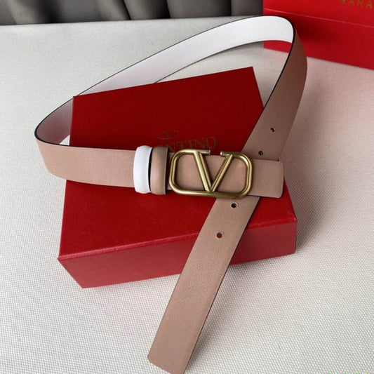 Cinto VLTN Dupla face Pequeno Branco e Rose Dourado 2cm de largura