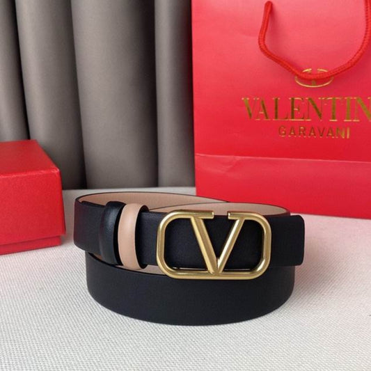 Cinto VLTN Dupla face Pequeno Preto e Rose Dourado 2cm de largura