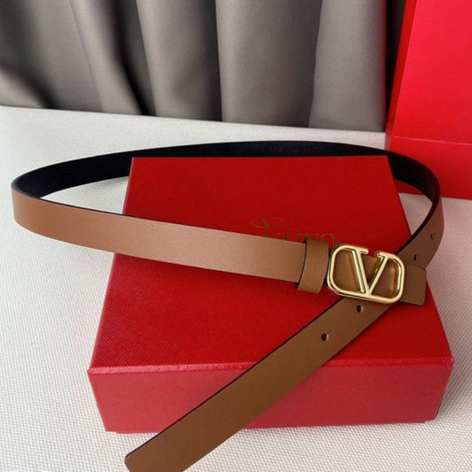 Cinto VLTN Pequeno Marrom e Dourado 2cm de largura