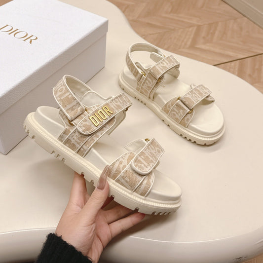 Sandalia Dio Dioract Branco e Bege