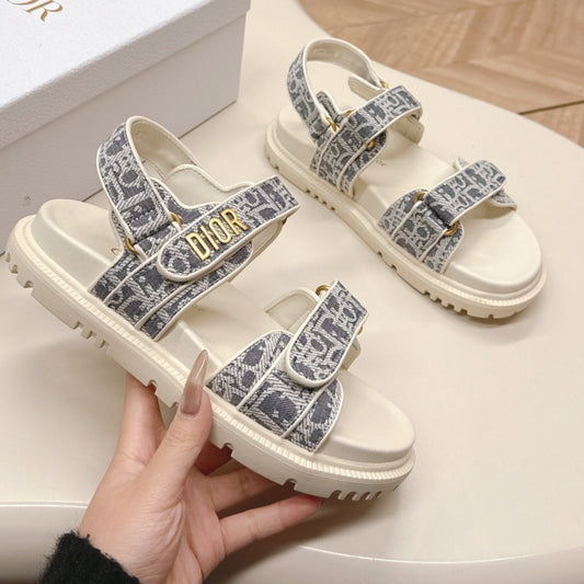 Sandalia Dio Dioract Branco e Cinza