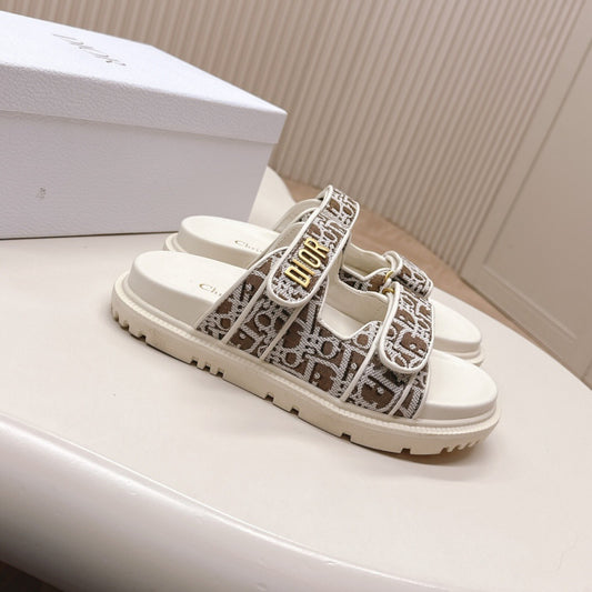 Sandalia Dio Dioract Slide Branco e Marrom