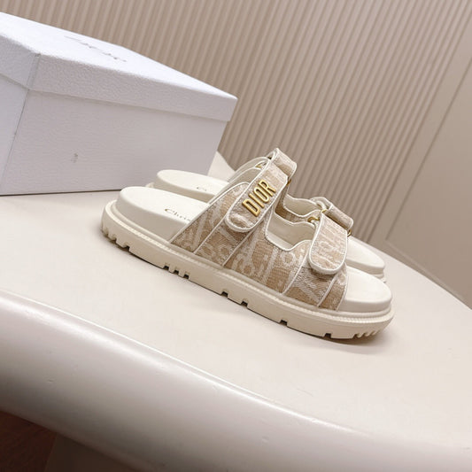 Sandalia Dio Dioract Slide Branco e Bege