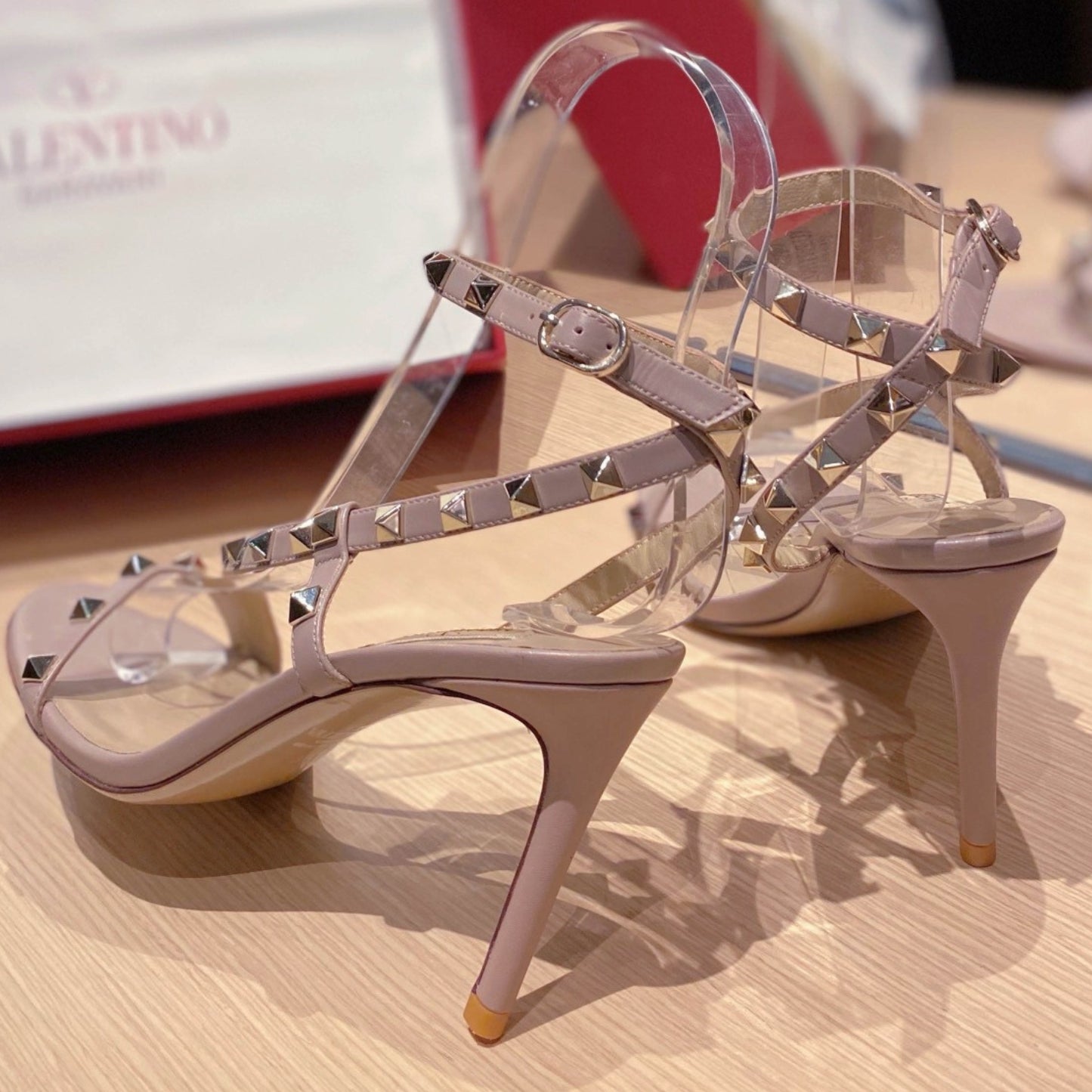Sandália VLT Marrom Claro Couro com detalhes Salto 8cm