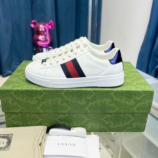 Tenis GG Ace Branco Web Azul