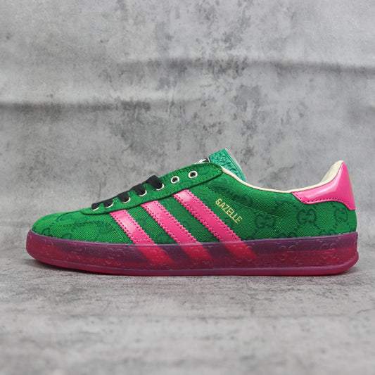 Tenis GG x Ads Gazelle Canvas Verde e Rosa
