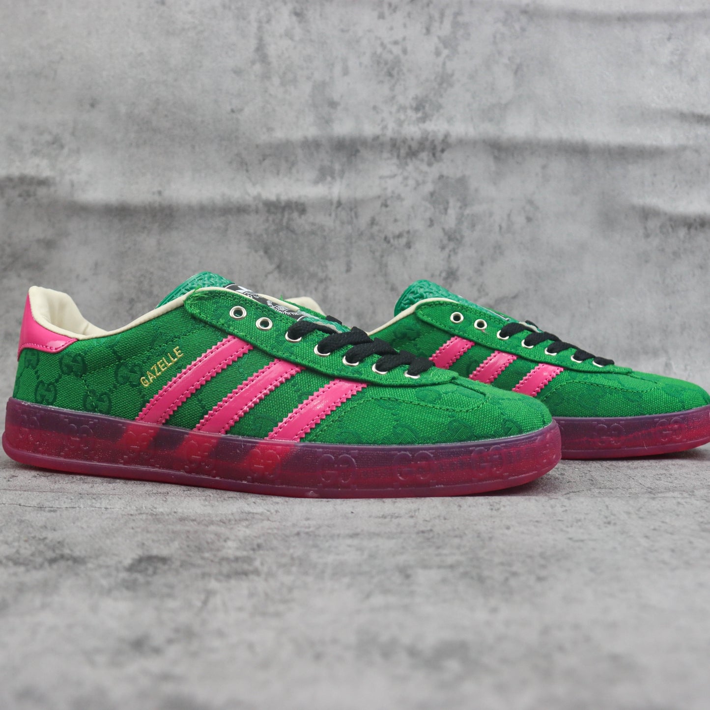 Tenis GG x Ads Gazelle Canvas Verde e Rosa