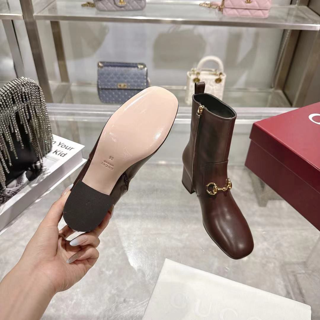 Bota GG Ankle boot com Horsebit Dark Brown salto 55mm