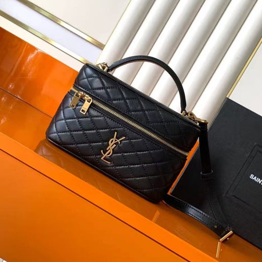 Bolsa YSL Gaby Vanity Couro Preto 18cm