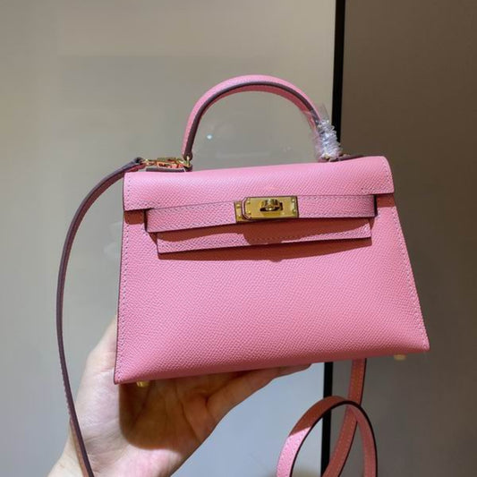 Bolsa HRMS Kelly Mini Rosa claro 19cm