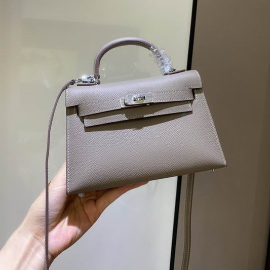Bolsa HRMS Kelly Mini Cinza 19cm