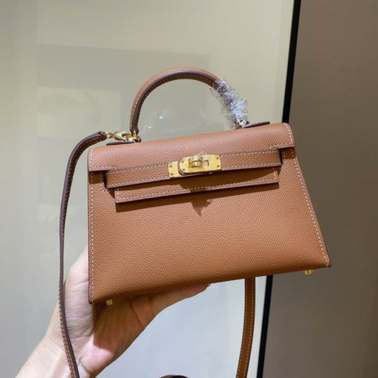 Bolsa HRMS Kelly Mini Caramelo 19cm