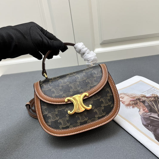 Bolsa CLNE Mini Besace Preto e canvas 17cm