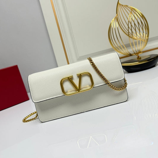 Bolsa VLTN VLogo Branco com dourado 22cm