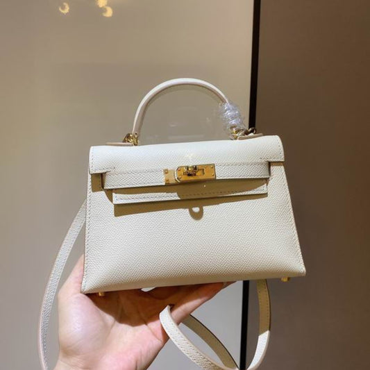 Bolsa HRMS Kelly Mini Branco 19cm