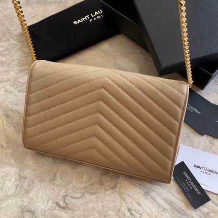 Bolsa YSL Monograma Pequena Bege com dourado