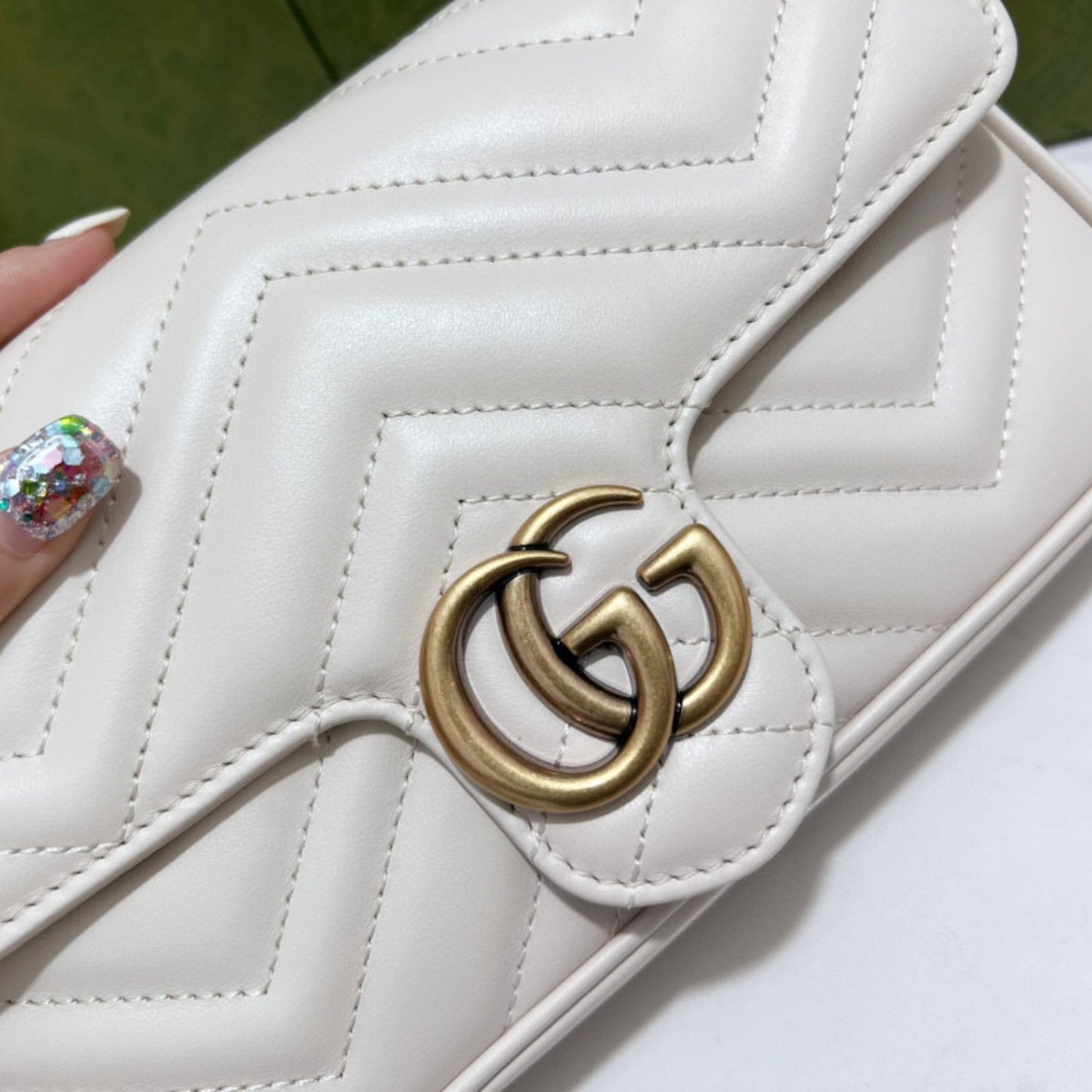 Bolsa GG Marmont Mini Branca 21,5cm