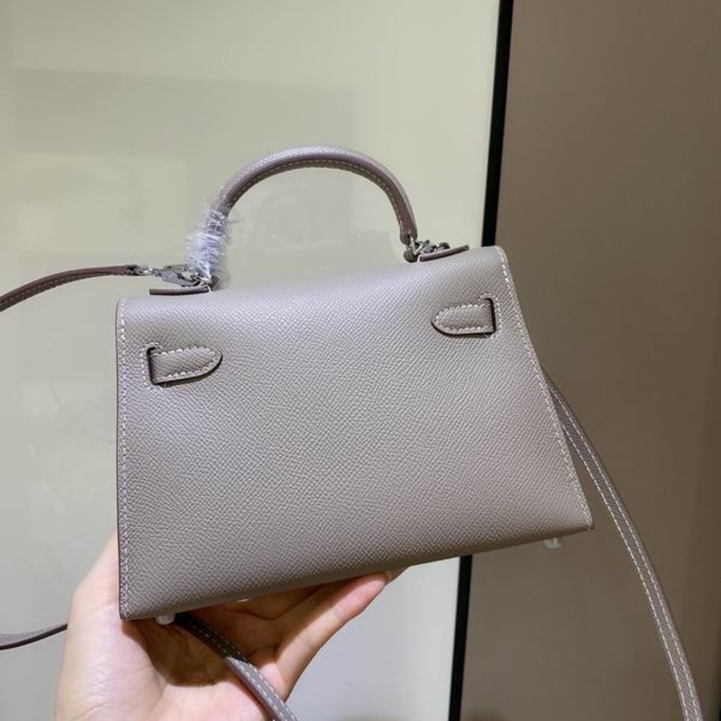 Bolsa HRMS Kelly Mini Cinza 19cm