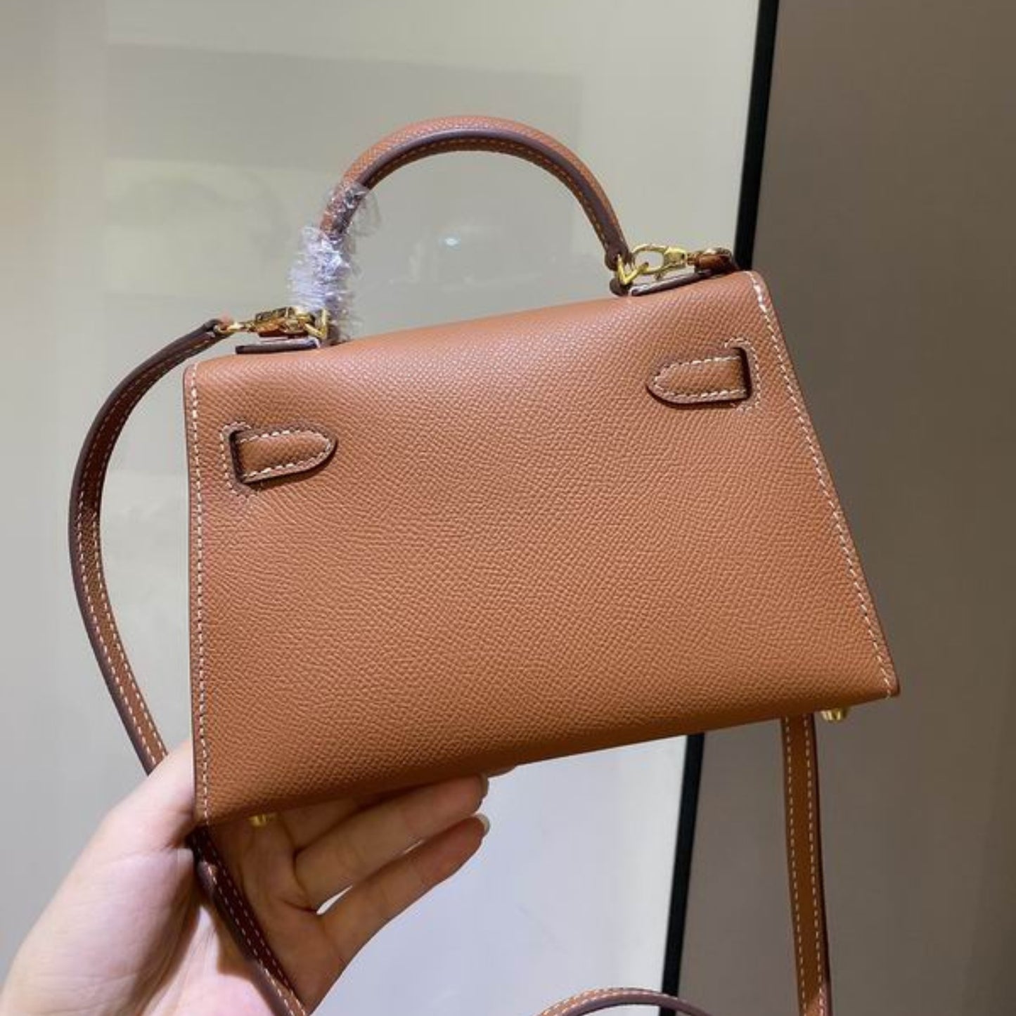 Bolsa HRMS Kelly Mini Caramelo 19cm