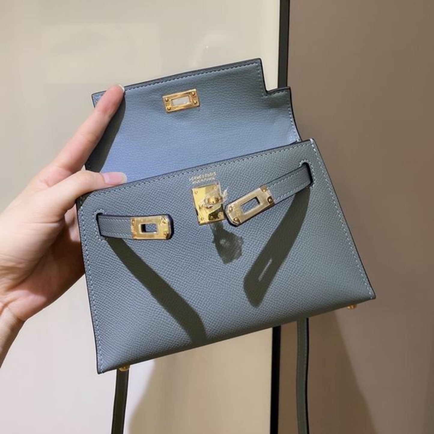 Bolsa HRMS Kelly Mini Azul Claro 19cm