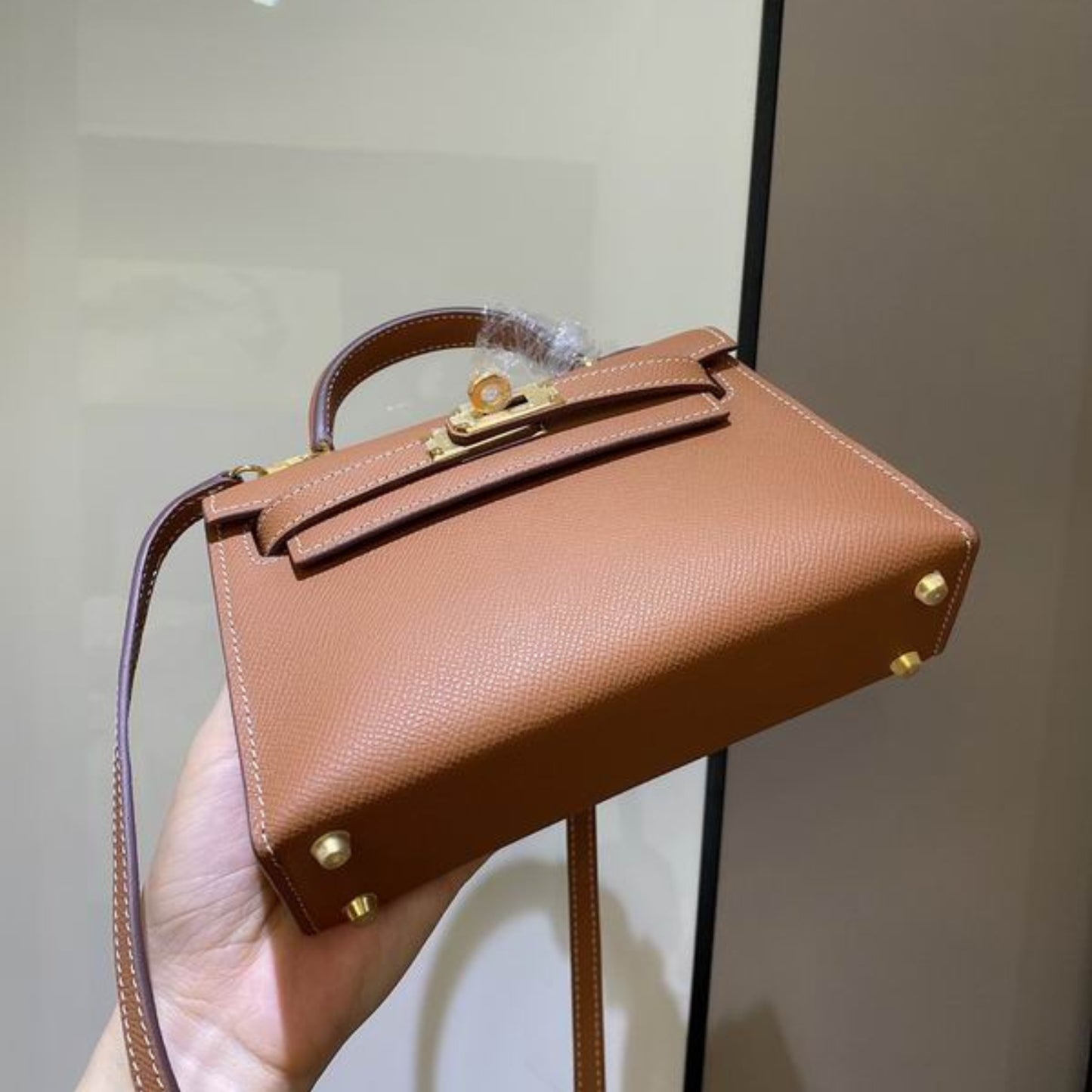 Bolsa HRMS Kelly Mini Caramelo 19cm