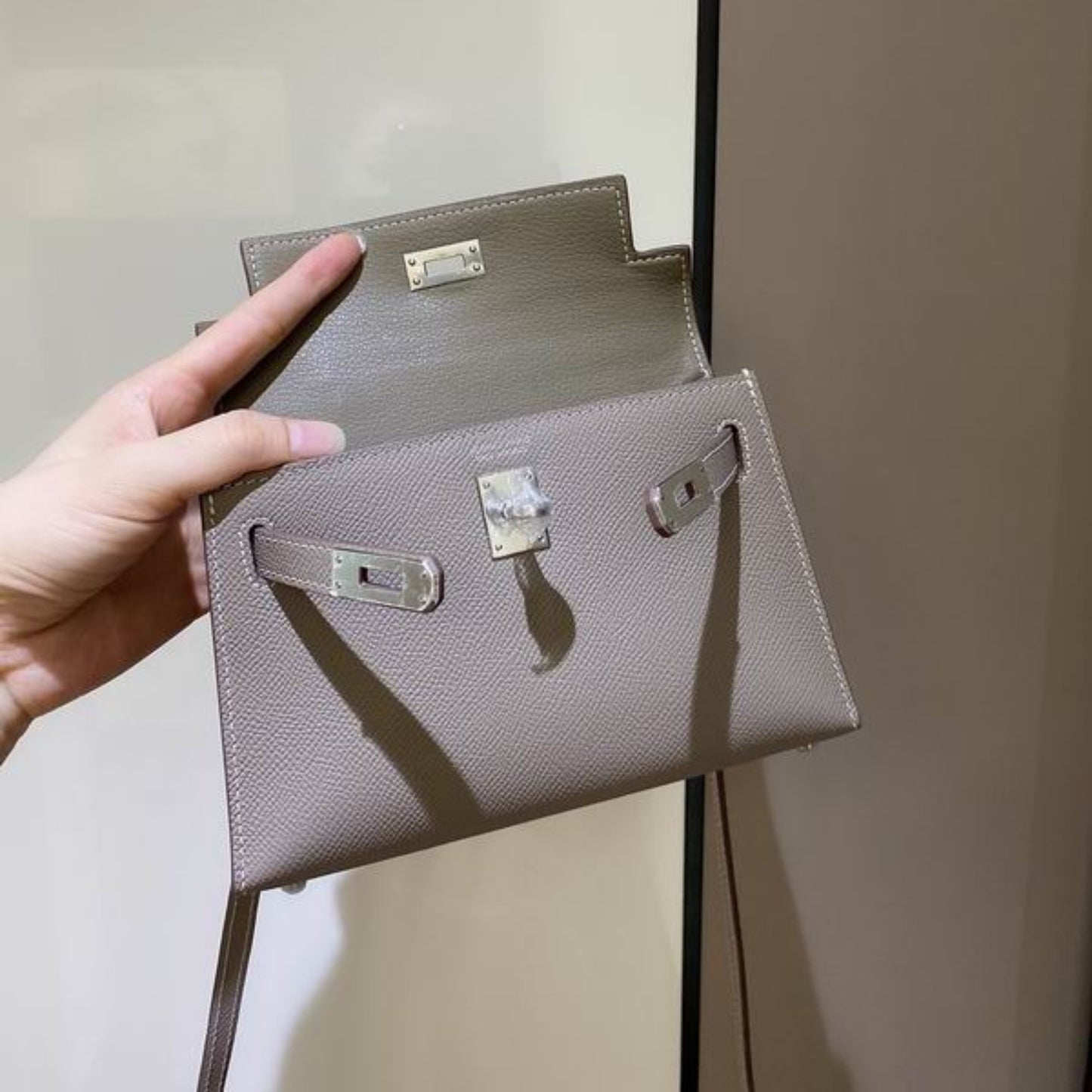 Bolsa HRMS Kelly Mini Cinza 19cm