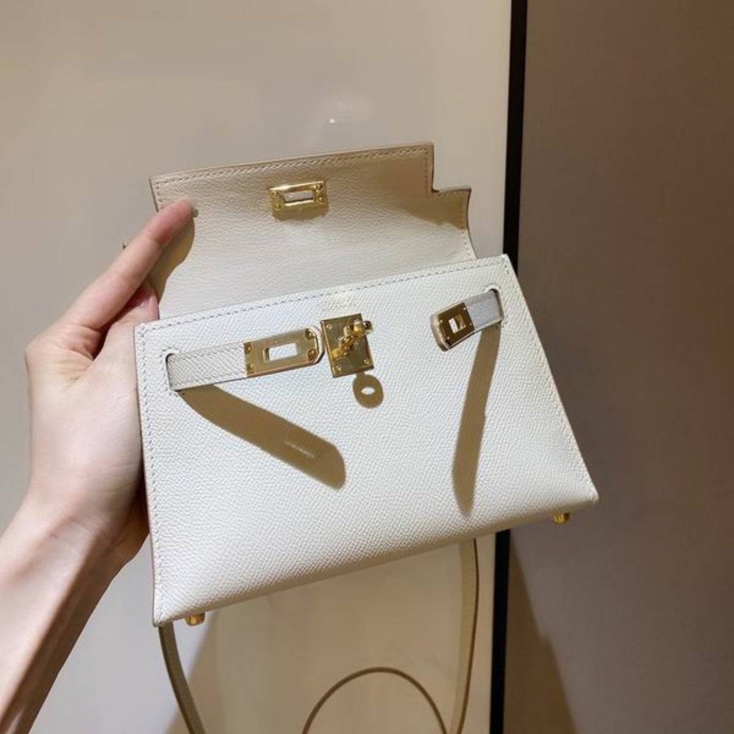 Bolsa HRMS Kelly Mini Branco 19cm