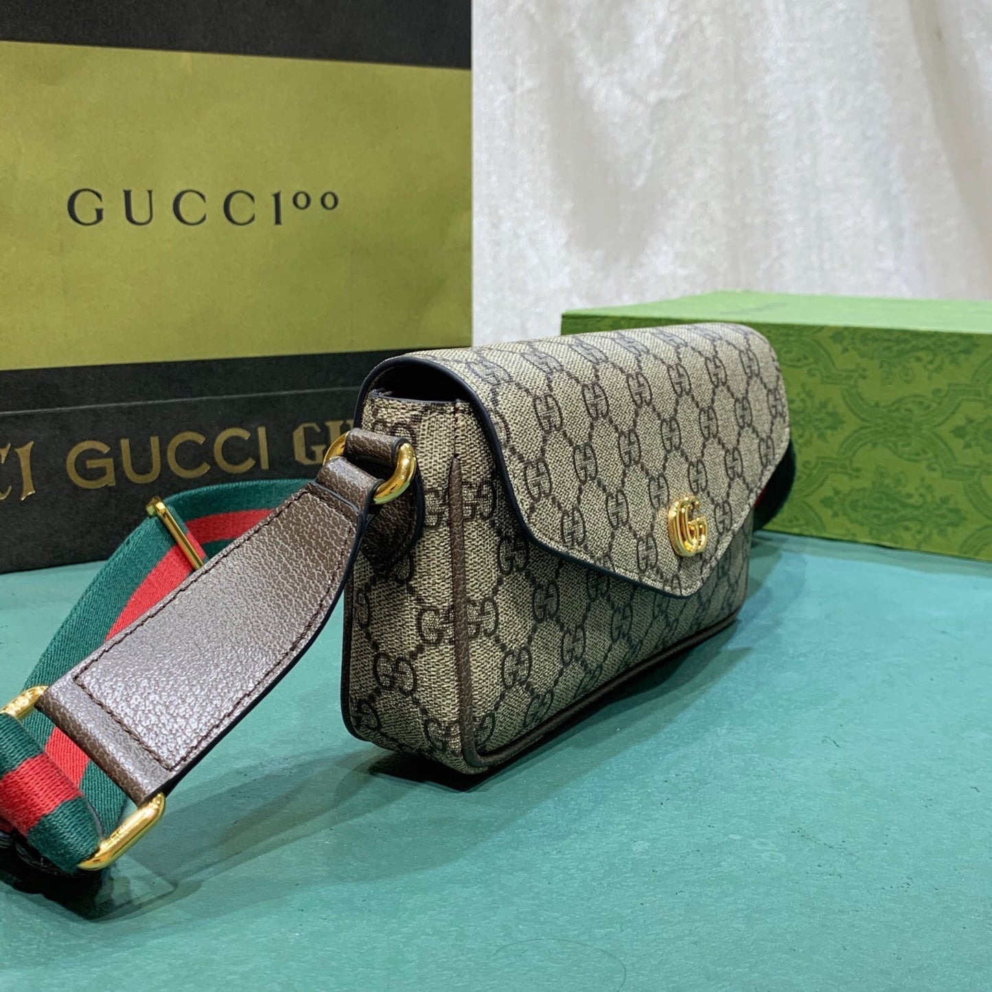 Bolsa GG Ophidia Mini Bege