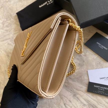 Bolsa YSL Monograma Pequena Bege com dourado