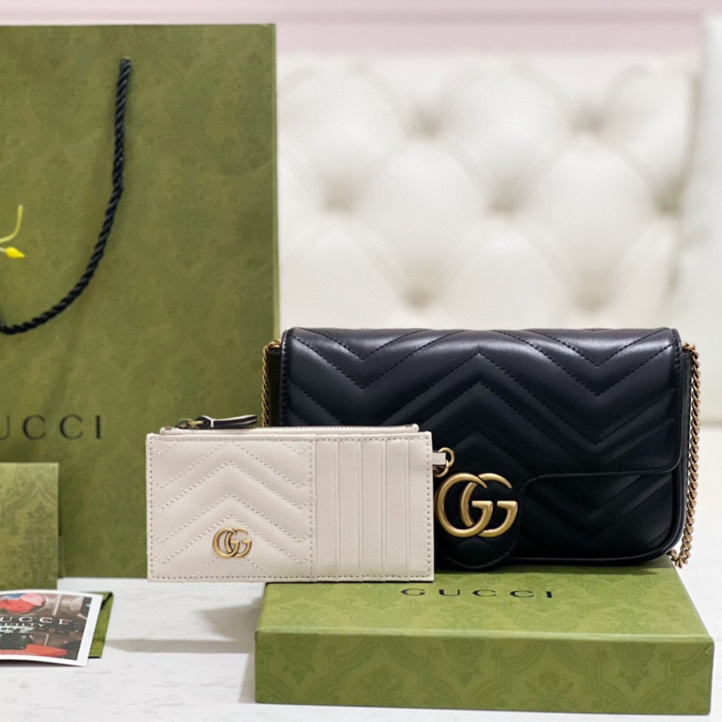 Bolsa GG Marmont Mini Preta 21,5cm