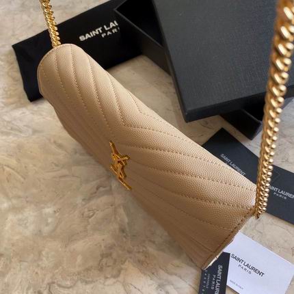 Bolsa YSL Monograma Pequena Bege com dourado
