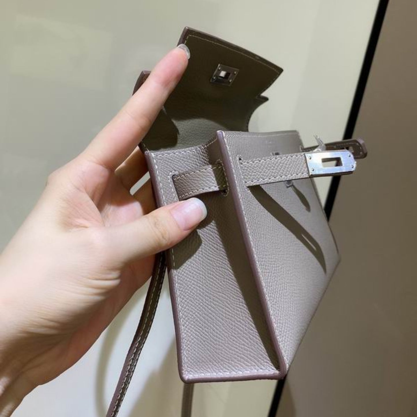 Bolsa HRMS Kelly Mini Cinza 19cm