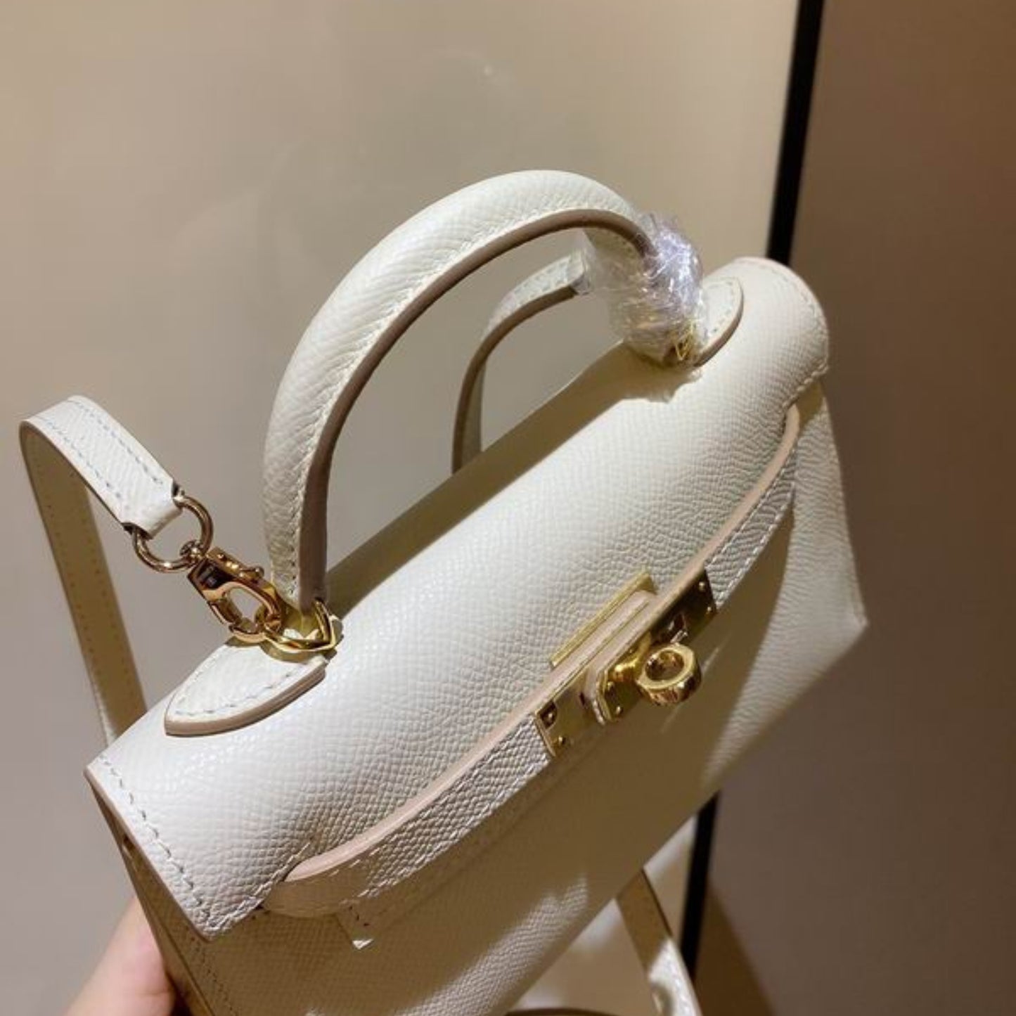 Bolsa HRMS Kelly Mini Branco 19cm