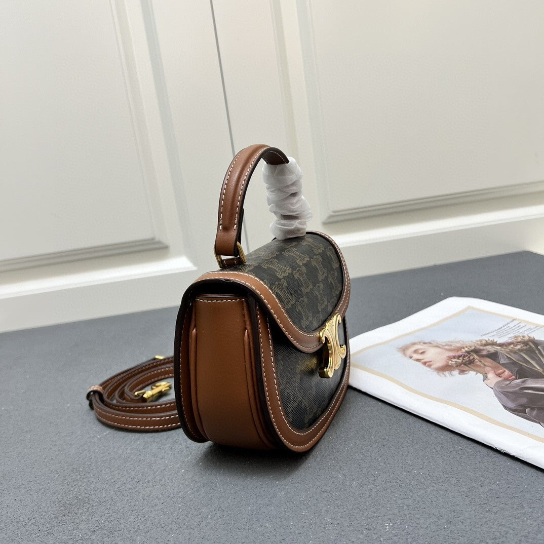 Bolsa CLNE Mini Besace Preto e canvas 17cm