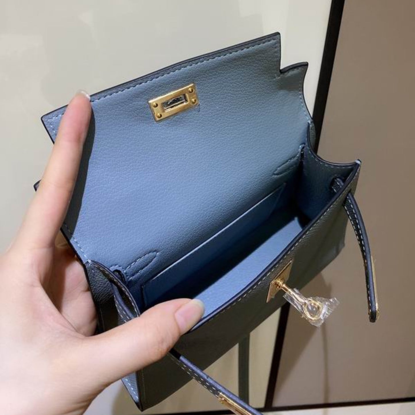Bolsa HRMS Kelly Mini Azul Claro 19cm