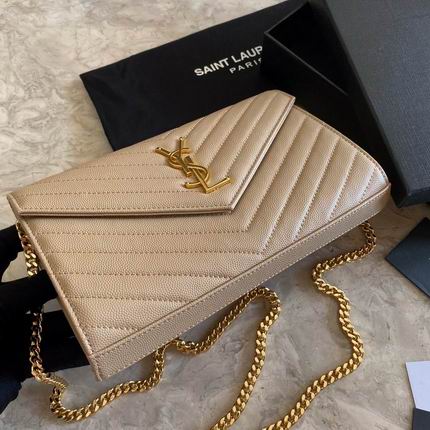 Bolsa YSL Monograma Pequena Bege com dourado