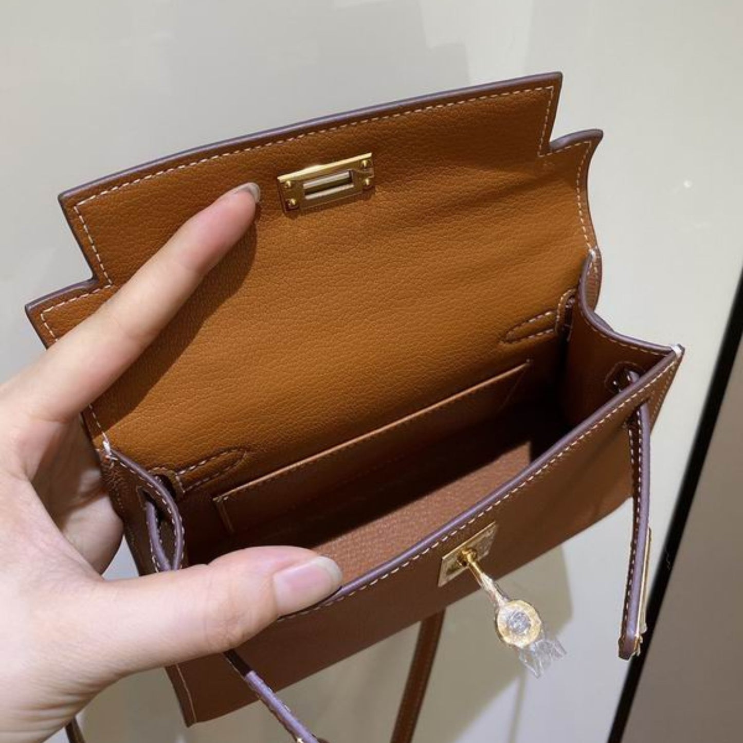 Bolsa HRMS Kelly Mini Caramelo 19cm
