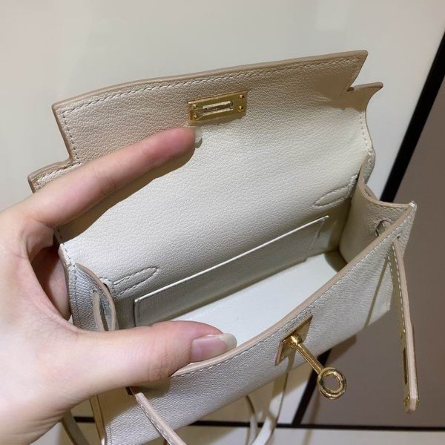 Bolsa HRMS Kelly Mini Branco 19cm