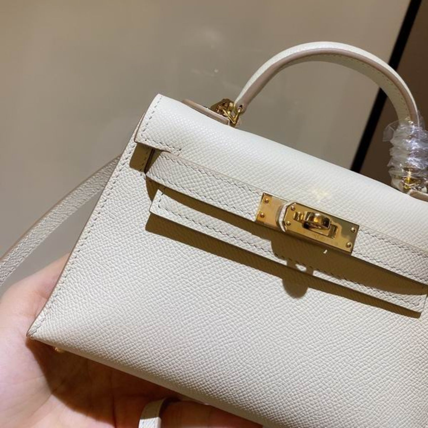 Bolsa HRMS Kelly Mini Branco 19cm