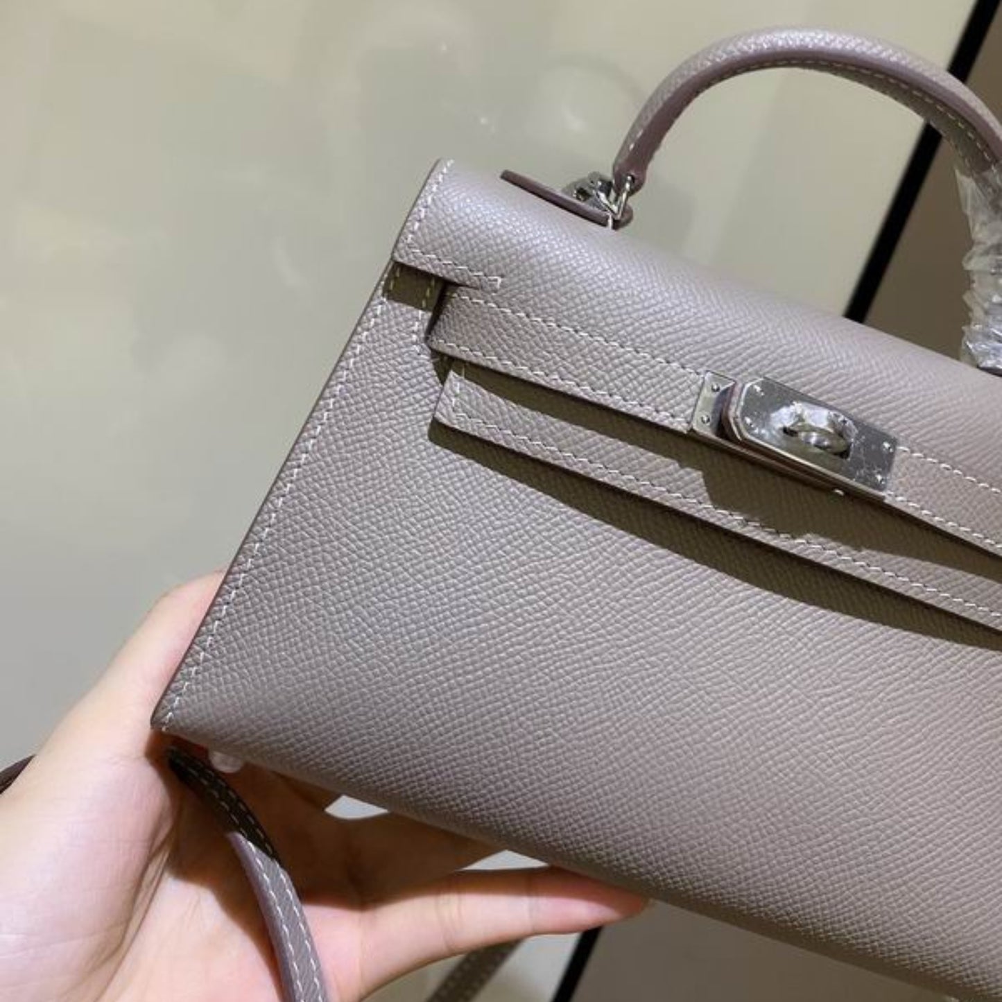 Bolsa HRMS Kelly Mini Cinza 19cm