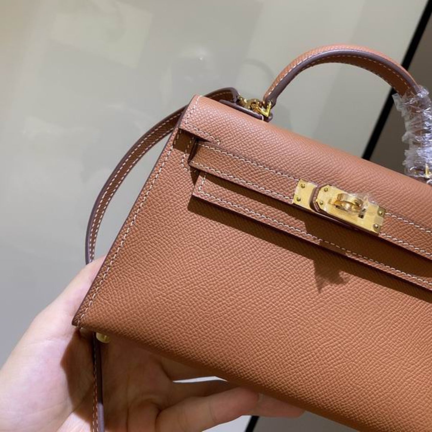 Bolsa HRMS Kelly Mini Caramelo 19cm
