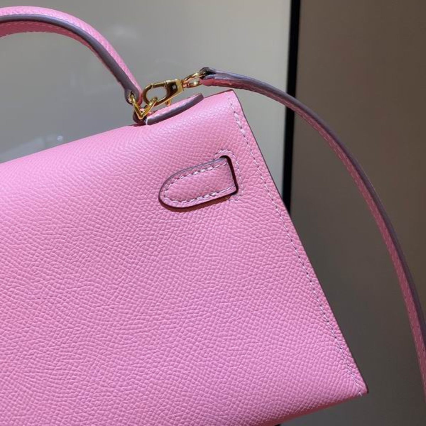 Bolsa HRMS Kelly Mini Rosa claro 19cm