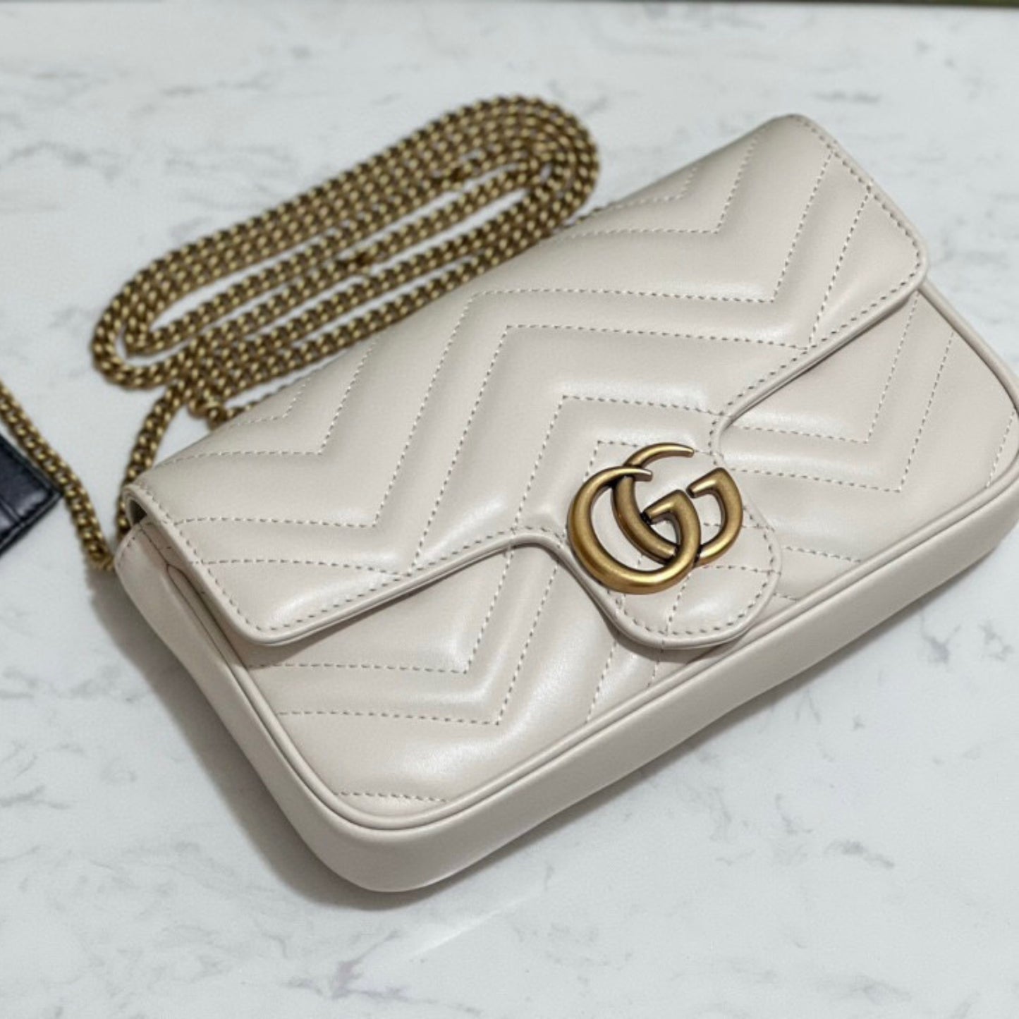 Bolsa GG Marmont Mini Branca 21,5cm