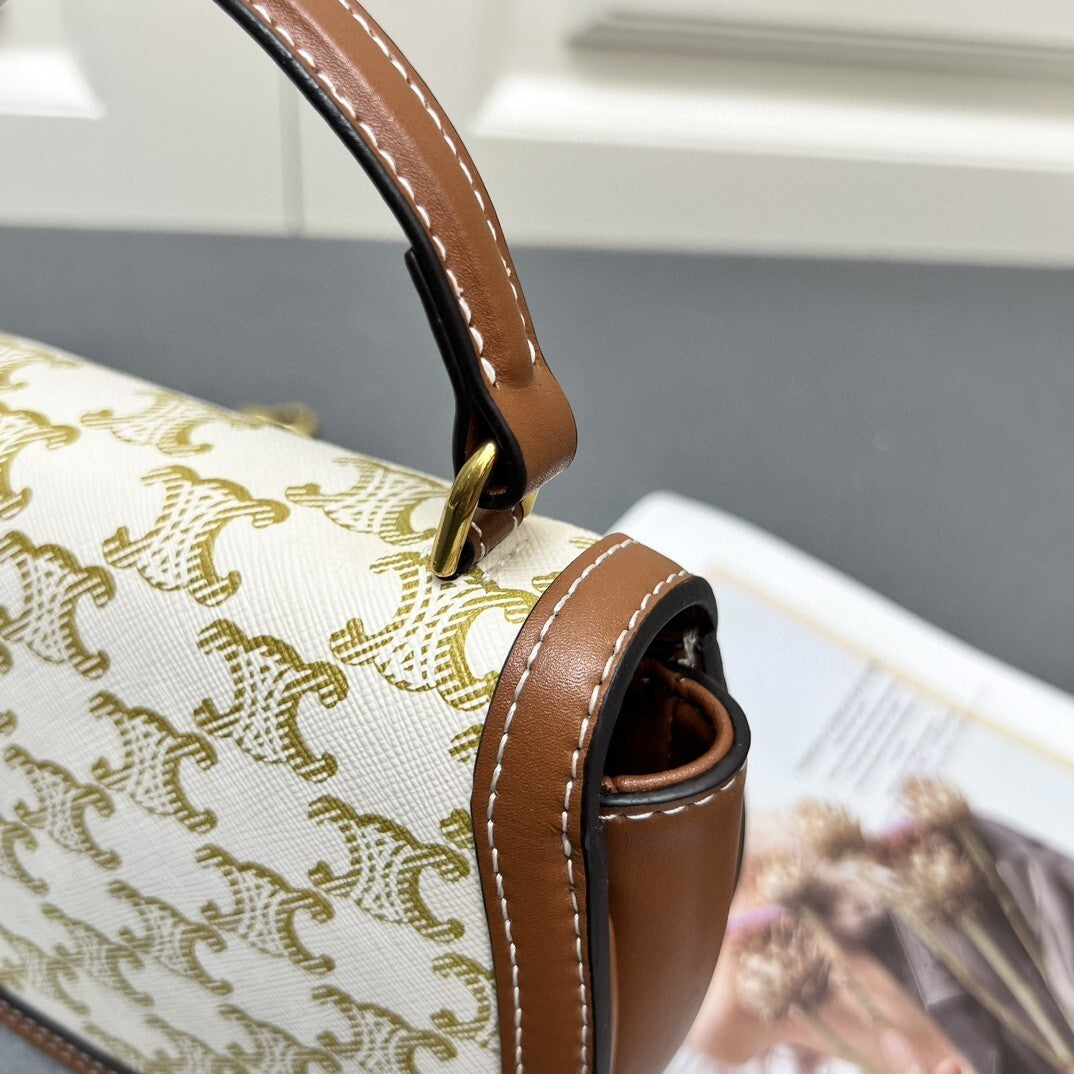 Bolsa CLNE Mini Besace Branco e canvas 17cm