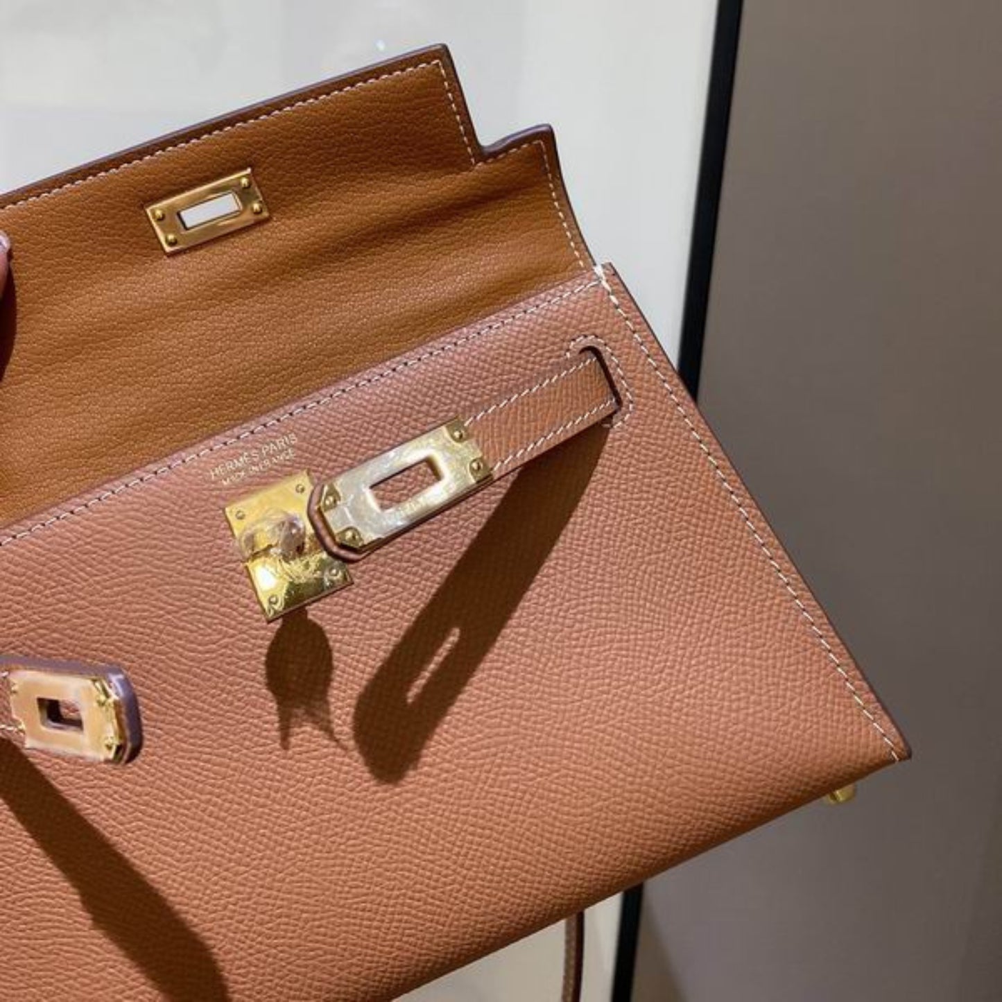 Bolsa HRMS Kelly Mini Caramelo 19cm