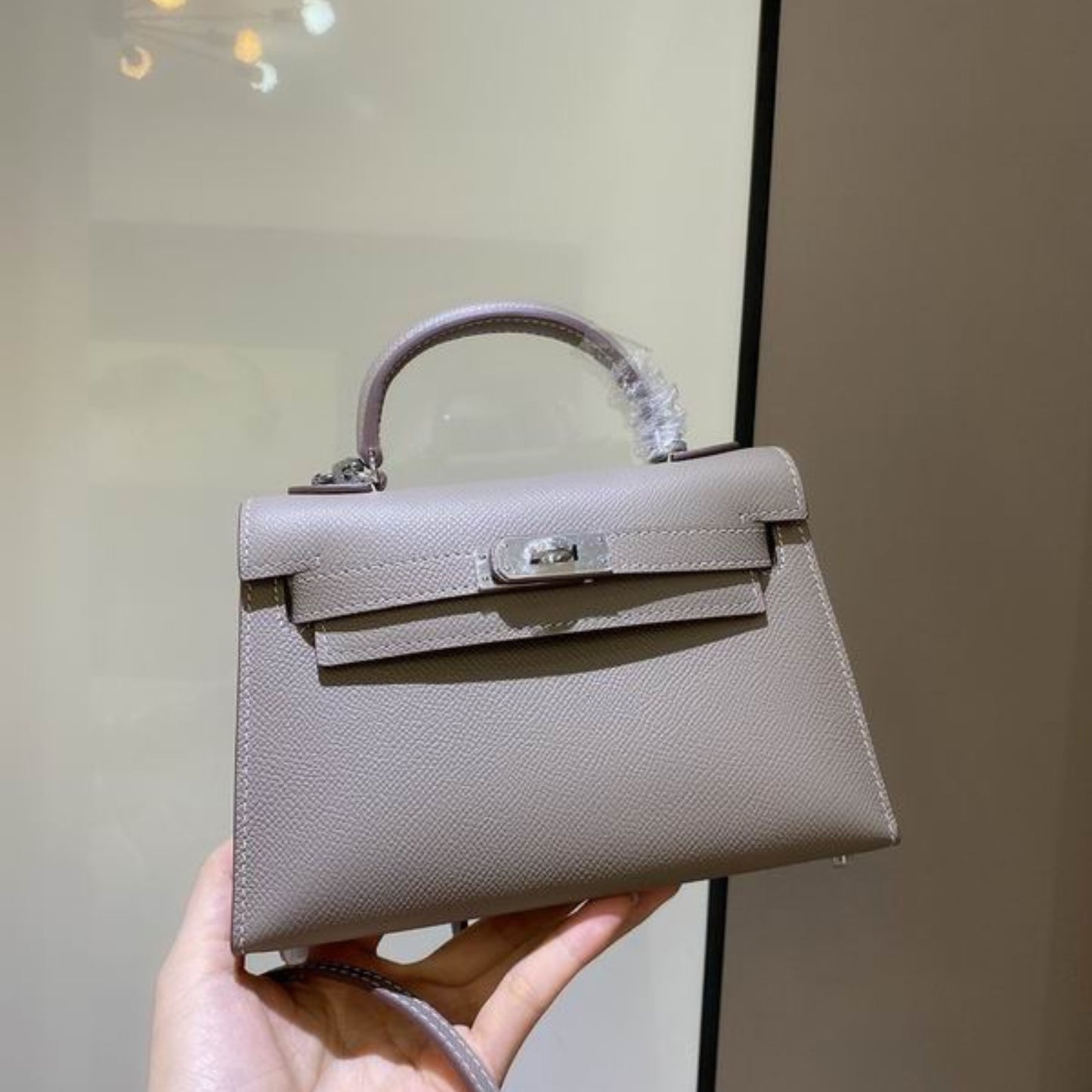 Bolsa HRMS Kelly Mini Cinza 19cm