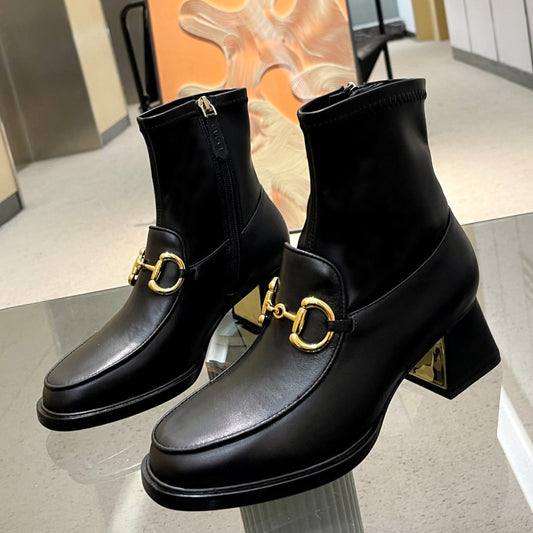 Bota GG com detalhe horsebit e salto 55mm Preto