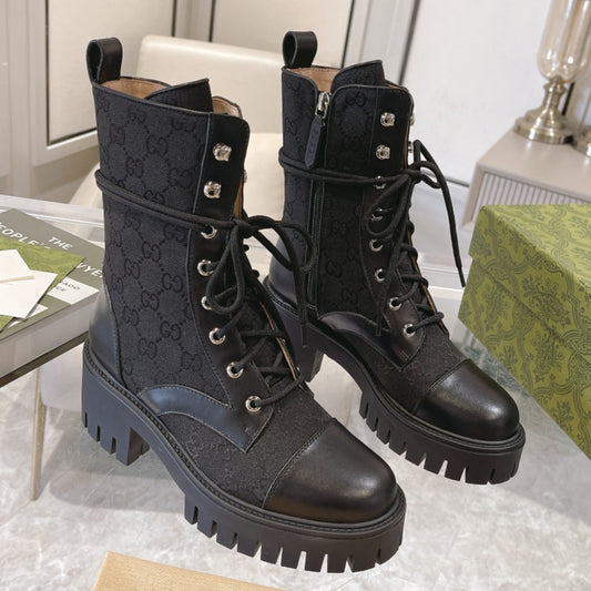 Bota GG matelassê com salto 60mm canvas cano médio #2