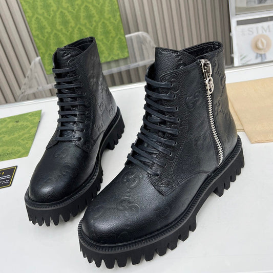 Bota GG Ankle boot GG de couro Preto